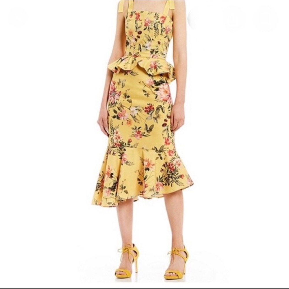 ANTONIO MELANI Yellow Floral Midi dress